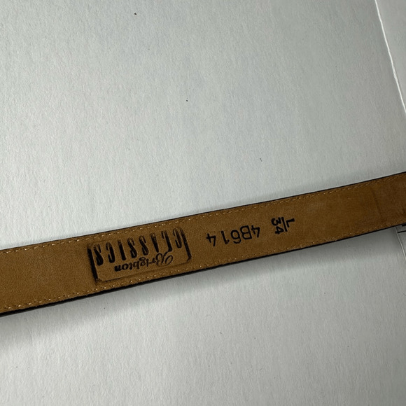 vtg 90s BRIGHTON Classics Black Leather Belt Silver Gold women's L 34 dressy thi - Picture 6 of 8